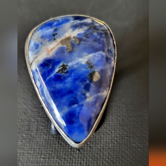 Blue Sodalite NaturalStone Silver Ring - Picture 1 of 4